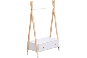 Happy Garden Lou armadio per bambini con cassetto stile scandinavo, appendiabiti