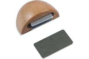 Amig - Fermaporta magnetico adesivo per porte di passaggio | 48 x 25 mm | Modello 407 | Finitura in legno di faggio | Fissaggio a terra | Facile installazione