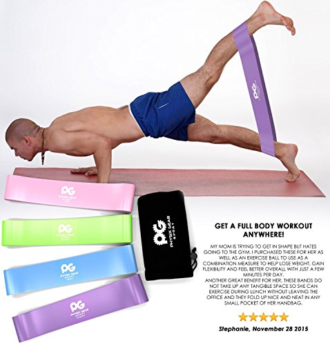 Widerstandsbänder, Set mit 4 Trainingsbändern für Workout und Physiotherapie, gratis EBOOK & Video – Pilates – Yoga – Reha, verbessern Beweglichkeit & Kraft, Ganzkörpertraining – Lebenslange Garantie - 4