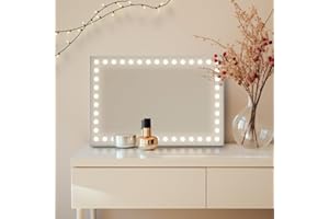 APLIKE BATHROOM LIGHTING Aplike - Espejo con Luz LED para Maquillaje 60 x 40 cm, Espejo Tocador con Botón Táctil y Luz Regulable Cálido/Frío (3000K - 6000K) - Espejo Hollywood