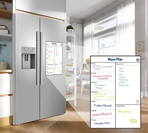 Magnetisches Whiteboard Kühlschrank-Kalender von Smart Panda – Nützlicher Menü-Planer, Memo oder wöchentliche Einkaufsliste für Erwachsene und Kinder – Einfach zu beschreiben und wegzuwischen mit starkem Magnet – Notizbrett inklusive 4 farbige trocken abwischbare Marker – auf Deutsch - 3