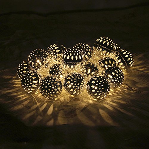 sunnymi 2.5m 20 Lampe Batterie Kugel Licht String/Warmweiß/Weihnachten WeddingXmas Party Dekor/Outdoor Fairy String Licht Lampe/Wunderbare Visuelle Effekte (Gold)