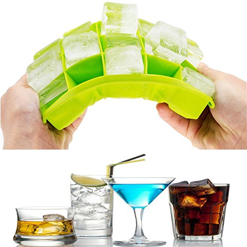 Bermud 4 Stück Wiederverwendbar 15-Fach Silikon Eiswürfelformen Eiswürfelform Gefrierformen Eiswürfelbehälter für Eiswürfel, Schokoladenform, Eiswürfel Maße von 33x33mm - 5