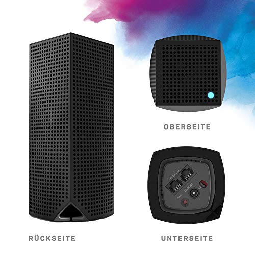 Linksys WHW0303-EU Velop grenzenloses Tri-Band Mesh-WLAN-System (WLAN-Router/WLAN-Extender für das grenzenlose Mesh-Netzwerk, AC6600, 3er-Pack, bis zu 525 m² Funkabdeckung) schwarz