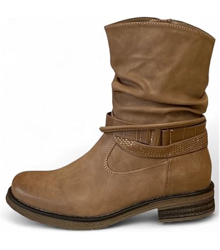 Damen Western Stiefeletten Wildleder Beige - Nieder Produktbild-Vorschau 1
