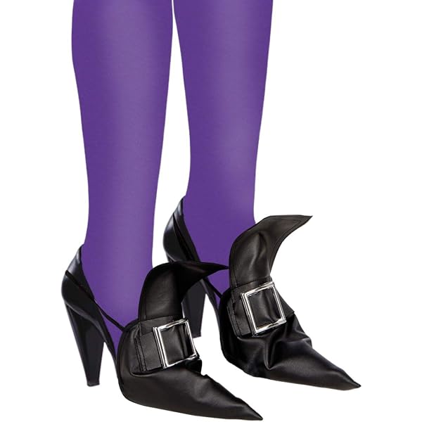 Couvre-bottes De Sorcière Widmann - Pointe En Simili Cuir Avec Boucle Argentée - Taille Unique Adulte Pour Halloween - 6