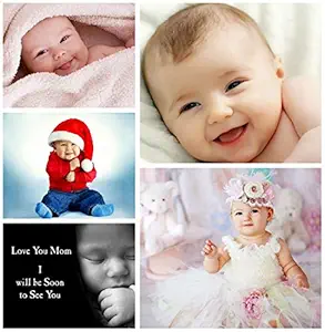 MANIAL Set of 5 Cute Baby Combo Posters - HD Smiling Baby Wall Poster for Pregnant Women, Room Decor (300GSM Thick Paper, 12x18-Inch, Gloss Laminated, Multicolour)