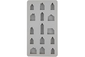 Rayher Silikon Gießform Mini-Häuser, 14,5 x 26 x 1,5 cm, 15 Formen, zum Ausgießen mit Kreativ- Beton, Resin Gießharz, Raysin-Gießpulver, Wachs, Gießform Häuser, 36156000