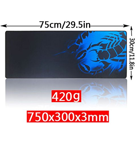 YINGNEW Gro?e XL Gaming Mousepad und Office Mauspad 750 x 300 x 3 mm (Skorpion blau)