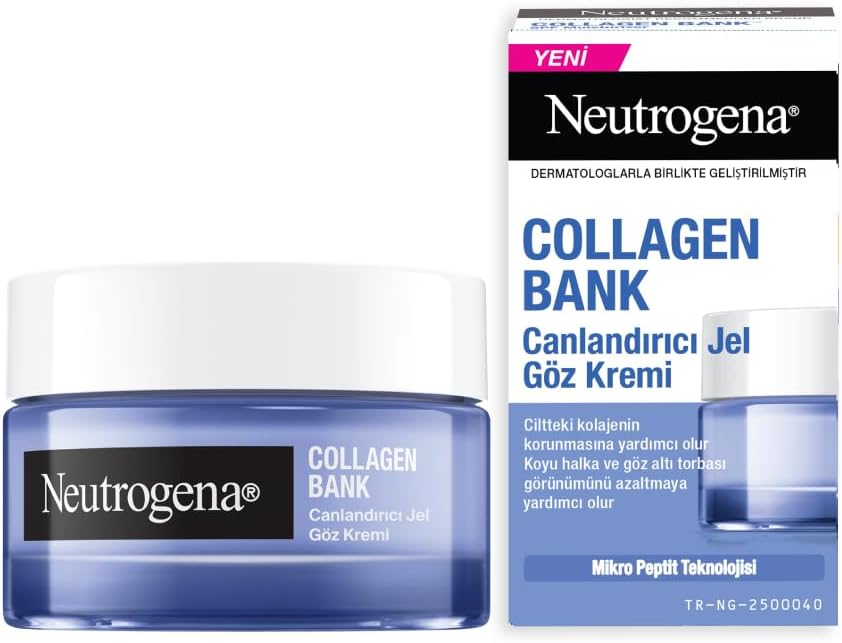 Neutrogena Collagen Bank Canlandırıcı Jel Göz Kremi 15 g | Kolajen İçeren Formül, Mikro Peptit Teknolojisi, Koyu Halka ve Göz Altı Torbası Görünümünü Azaltmaya Yardımcı