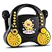 Price comparison product image Auna Rockpocket Kids Karaoke Player System CD AUX 2 x Microphone Sticker Set Stereo Speakers (Carrying Handle On the Top, Rounded Body Design with No Sharp Corners, Customisable) Black