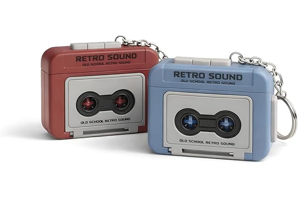 Retro Sound Voice Recorder Keychain Mini Cassette Style Voice Message Recordr with Playback, Portable Keychain Audio Recording Gadget, Gifting Keychains, Pack of 1