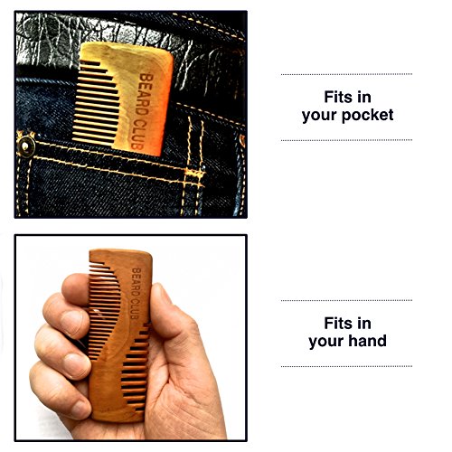 Luxuriöser hölzerner Bartkamm | Beard Club | Der beste Bart- & Schnurrbartkamm für Männer | Zweifach verwendbare Zinken | Ein toller Taschenkamm | handgefertigt in bester Qualität - 4