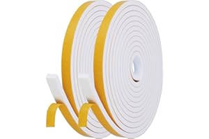 Flintronic Taśma uszczelniająca 8 m, 12 mm (szer.) x 6 mm (T), taśma uszczelniająca z pianki o wysokiej gęstości, samoprzylepna taśma piankowa, do drzwi, okien, antykolizyjna, odporna na wstrząsy