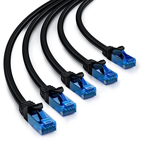 [SET 5 Stück] deleyCON 0,5m CAT6 Netzwerkkabel / U-UTP RJ45 / CAT-6 Lan Kabel Patchkabel Kupfer / Switch Router Modem Repeater Patchpanel – Schwarz - 3