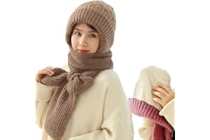 YYCFB Integrated Ear Protection Windproof Cap Scarf Women Balaclava Hood Scarf Hat Knitted Winter Warm Knitted Hat Scarf