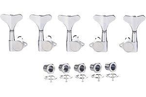 DOPRO 5 Saiten 18:1 versiegelte Bass-Stimmwirbel Bassgitarre Stimmschlüssel Pegs Bass Tuning Maschinen kompatibel mit Ibanez/Yamaha Style Akustik/E-Bass Chrom 3R/2L