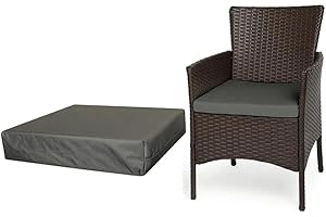 A ATH COLLECTION Rattan Seat Pads Cushion Pad Indoors Outdoors 100% Water Resistant Garden Furniture Chair Pads Office Garden Patio Chair Cushions Seat Pad (47cm x 47cm x 10cm, Charcoal)