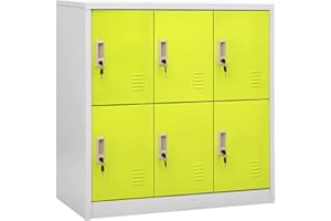 NITCA Armadietto Spogliatoio Armadio Metallico con 6 Scomparti Armadietto con Chiave, Armadietti Organizzatore in Acciaio per Scuole e Uffici, Grigio Chiaro e Verde 90x45x92,5 cm