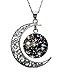 Produktbild Halskette Silber Mond Universum Unisex Runder Anhänger (Schwarz/Weiß)