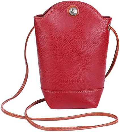 Fashion Women's Mini Faux Leather Cross Body Bag Purse Bucket Phone Bag Gift … (Red)
