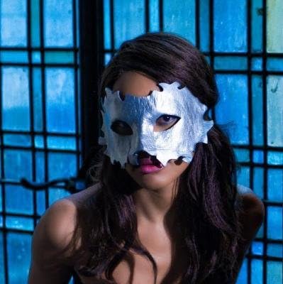 Luxe Mens Black Leather Masquerade Mask - also in Gold, Silver or Copper (Silver)