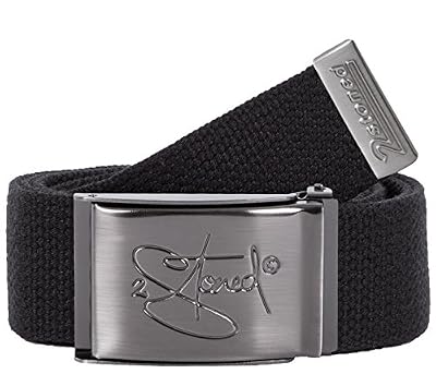 2-stoned wear Original 2stoned Ceinture Tissu Toile 4cm de largeur avec boucle en mat - unisexe, noir