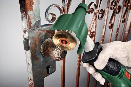 Bosch DIY Schleifroller PRR 250 ES, Aufnahmeschaft, Schleifhülse 60 mm , 2x Lamellenrolle 60/10 mm, Schutzabdeckung, Koffer (250 W, Schleifrollenbreite: 10-60 mm, Körnung 80) - 9