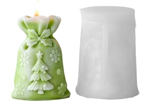 OTKARXUS Gift Bag Candle Mould,1PC Christmas Silicone Moulds for Candle Making,Xmas Tree Snowflake Candy Chocolate Fondant Molds Epoxy Resin Moulds for Handmade Soap Aromatherapy