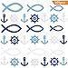 Produktbild Holz Fisch, Gifort Anker-Helm-Anhänger Holzfische Hochzeit Tischdeko DIY Basteln Baby Taufe Kommunion Party Gastgeschenk Dekoration Karte Dekoration(Blau & Weiß-105st)