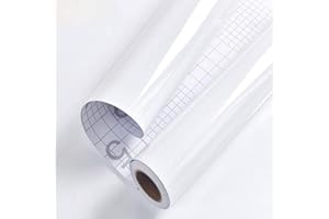 Decoroom Self Adhesive Wallpaper White Glossy/Glitter 40X300CM Sticky Back Plastic Peel and Stick Wallpaper Upgrade Vinyl Film Roll Covering Countertops Kitchen Wardrobe Removable Furniture Sticker