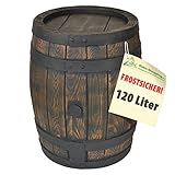schöne, stilechte, rustikale Eichenfass-/ Weinfass-Optik mit fühlbarer, täuschend echter Holzstruktur. Nicht nur als Regenwasserbehälter nutzbar, sondern als Theke, Aufbewahrungsbox, Gartentonne mit vielfältigen Verwendungsmöglichkeiten