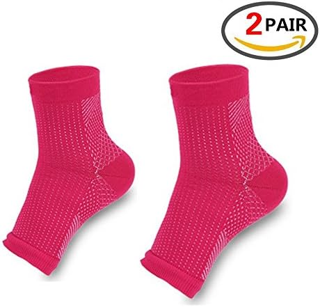 Plantar Fasciitis Socks with Arch Support (Rose Red L/XL (Women 6-10 / Men 8.5-13.5) 2PAIRS)