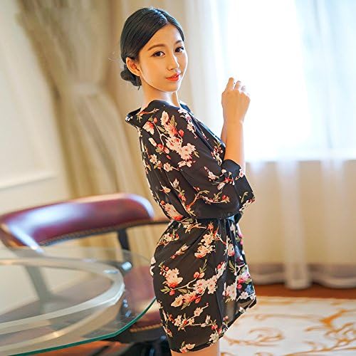 Ladies Sexy Lingerie Sexy Transparent Soft Yarn Printing Kimono Bathrobe Sleeper Suit Extreme Temptation,C,Average code