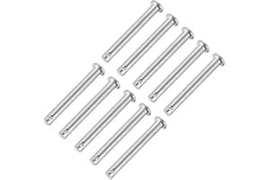 sourcing map Pasadores de Horquilla de Un Solo Orificio, 6 mm X 50 mm, Pasadores de Horquilla de Cabeza Plana de Acero Inoxidable, 10 Piezas