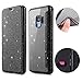 Produktbild Nadoli Flip Schutzhülle für Galaxy S9 Plus,Schwarz Glänzend Funkeln Bling Pu Leder & Überzug Glitzer Skin Transparent Silikon Zurück Luxus Brieftasche mit Kartenfach für Samsung Galaxy S9 Plus