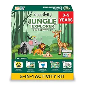 Smartivity Jungle Explorer Activity Kit for 3 to 5 Years Kids Designed with Child Development Specialists | Best Gift Pack for Baby Boys & Girls with 5 Activities / Toys | Helps in Learning & Early Age Development for Age 3, 4, 5 | Made in India By IIT Alumni.