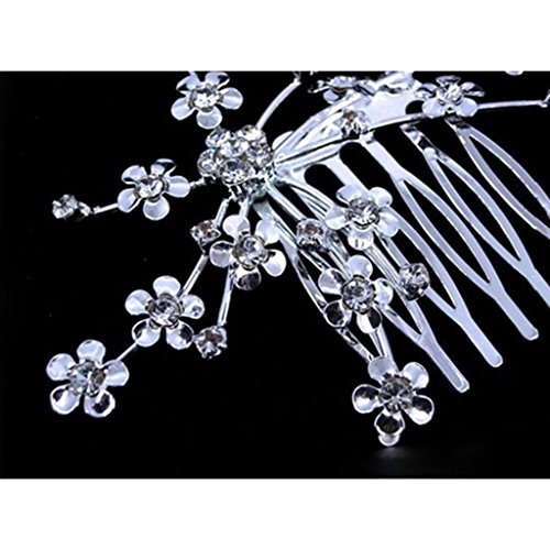 Musuntas Brautschmuck Haarkamm Haarschmuck Perlen warm Weiß Kristall klar Blumen Strass kämmen Tiara - 6