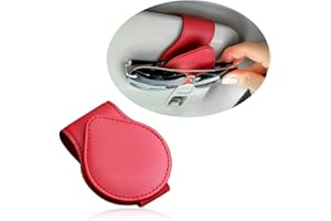 GTLM Magnetic Sunglass Holder for Car Visor,PU Leather Car Sunglass Holder Organizes Glasses Tickets Cards & Keeps Car Tidy,Universal Car Accessories Interior (Red)