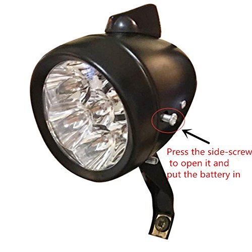 Shsyue®Fahrrad-Frontscheinwerfer, 7 weiße LEDs, Retro-Design, ON/OFF-Schalter, batteriebetrieben - 6