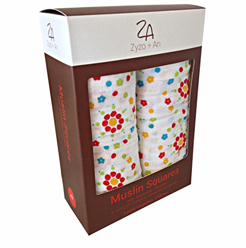 Muslin Swaddle 2 pack-Zyzo+Ari 47 inch x 47 inch 100% Organic Cotton Swaddle-Soft Organic Muslin Blankets-Baby Shower gift-2 lovely designs- Lifetime Guarantee