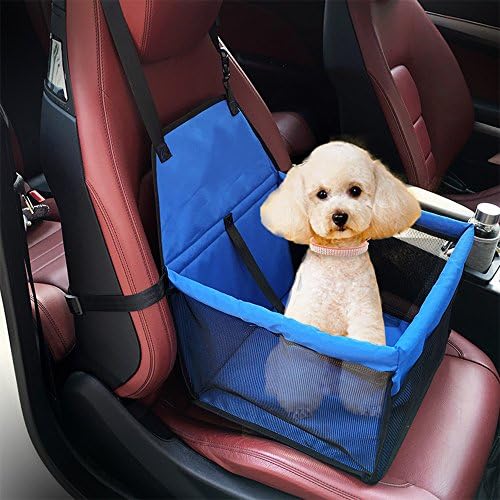 Easylifer Cat Puppy Pet Car Seat Carrier Travel Carrier Bag Cage Deluxe Portable with Clip-On Safety Leash and Zipper Storage Pocket Pet Dog Car Booster Seat(blue)