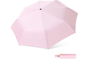 DORRISO Femme Automatique Parapluie Pliant Protection Solaire Anti-UV Compact Portable Voyage étanche Ombrelle de Voyage Rose