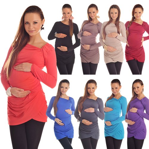 New Maternity Asymmetric Neck Top Tunic Pregnancy Size 8 10 12 14 16 18 6053 Variety of Colours (10, Black)