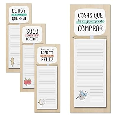 d'casa LOT DE 4 BLOC NOTE AVEC RABAT AIMANTÉ AVEC STYLET MOTIF PHRASES 4 M 1 PAR MODÈLE TRÈS ORIGINAL