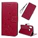 Produktbild Huawei P Smart Plus Hülle Case, Leder Filp Wallet Handyhülle Flipcase: Lotus Schmetterling Multifunktionale Tasche Cover Brieftasche Schutzhülle in Rose rot