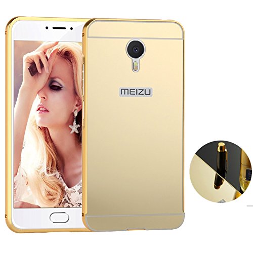Funda Espejo Aluminio Metal Carcasa para Meizu M3 Note Color Oro