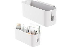 STRIXORN Bedside Storage Hanging Basket, Shelf Pockets Storage Holder Hanging Storage Box with 2 Detachable Hooks, Bunk Bed Bedside Organizer Caddy for Book Cell Phone Earphone Magazine Toy(White)