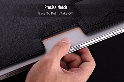 MoKo 10-11 Zoll Laptop Hülle – PU Leder Tasche Schutzhülle Ledertasche Aktentasche Wallet Case Leather Sleeve mit Karten-Slot für Acer One 10.1″ / ThinkPad 10 10.1″ / Surface 3 10.8″, Schwarz - 4