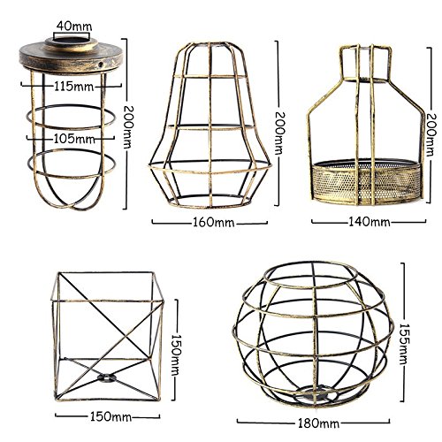 KINGSO Vintage Retro Pendelleuchte Hängeleuchte Lampenschirm Klassischer Eisen Anhänger DIY Lampe Zubehör 150*150mm verrostete Farbe - 5
